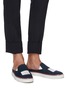 Figure View - Click To Enlarge - THOM BROWNE  - 'Macintosh' interlock stripe tag logo patch canvas mules