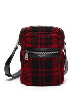 Main View - Click To Enlarge - SAINT LAURENT - 'Brad Pouch' tartan mini messenger bag