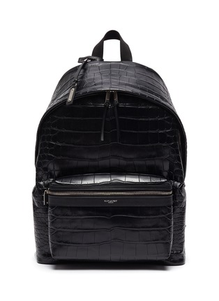 Main View - Click To Enlarge - SAINT LAURENT - 'City' crocodile-embossed leather backpack