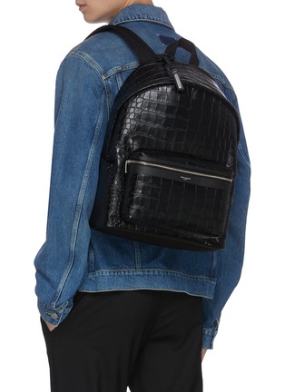 Figure View - Click To Enlarge - SAINT LAURENT - 'City' crocodile-embossed leather backpack