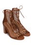 Detail View - Click To Enlarge - GIANVITO ROSSI - Open toe lace-up mesh boots