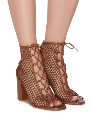 lace up mesh booties