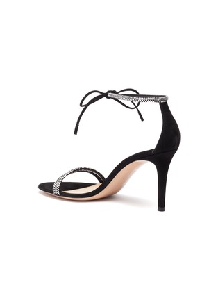  - GIANVITO ROSSI - Open toe strass strap ribbon ankle leather heeled sandals