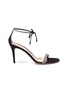 Main View - Click To Enlarge - GIANVITO ROSSI - Open toe strass strap ribbon ankle leather heeled sandals