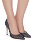 Figure View - Click To Enlarge - GIANVITO ROSSI - Rania' iridescent organza suede leather pumps