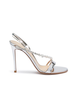Main View - Click To Enlarge - GIANVITO ROSSI - Rhinestone embellished slingback strap heeled leather sandals