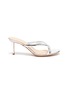 Main View - Click To Enlarge - GIANVITO ROSSI - Calypso' metallic leather heeled thong sandals