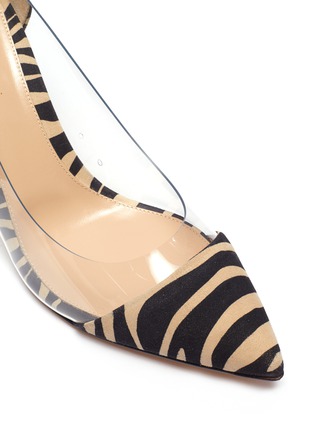 Detail View - Click To Enlarge - GIANVITO ROSSI - Plexi 85' zebra print suede leather pumps