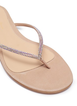 Detail View - Click To Enlarge - GIANVITO ROSSI - India Flat' strass thong leather flat sandals