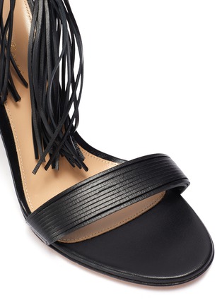 Detail View - Click To Enlarge - GIANVITO ROSSI - Fringe ankle tie leather sandals
