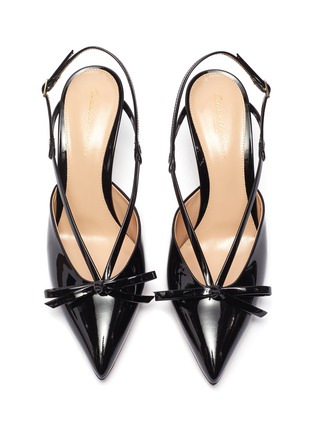Detail View - Click To Enlarge - GIANVITO ROSSI - Point toe ribbon embellished leather slingback pumps