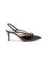 Main View - Click To Enlarge - GIANVITO ROSSI - Point toe ribbon embellished leather slingback pumps