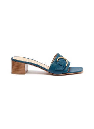 Main View - Click To Enlarge - GIANVITO ROSSI - Harper' square toe buckle leather heeled sandals
