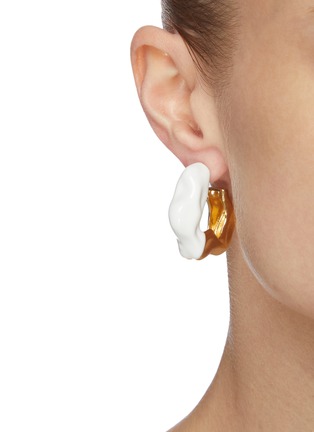 Figure View - Click To Enlarge - JOANNA LAURA CONSTANTINE - Feminine Waves' enamel embellished hoop earrings