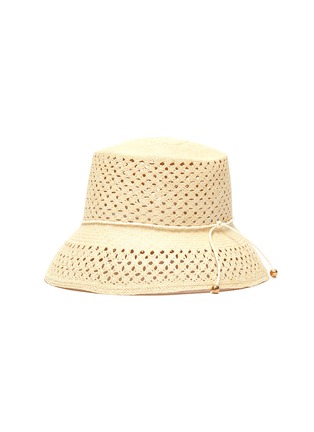 Main View - Click To Enlarge - SENSI STUDIO - Calado lamp shade toquilla straw hat