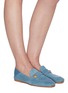 Figure View - Click To Enlarge - STUART WEITZMAN - Wylie' embellished suede loafers