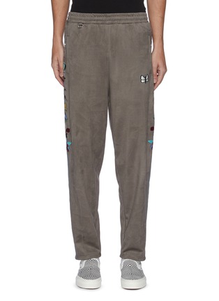 Main View - Click To Enlarge - DOUBLET - Chaos embroidered suede track pants