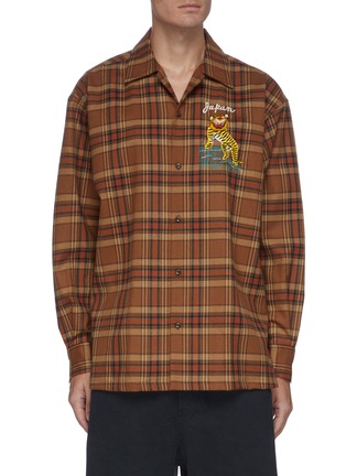 Main View - Click To Enlarge - DOUBLET - Puppet animal embroidered check shirt