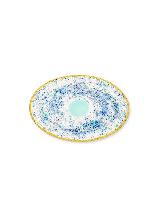 Main View - Click To Enlarge - CORALLA MAIURI - Blue Marble Porcelain Oval Plate – Craquelé Edge