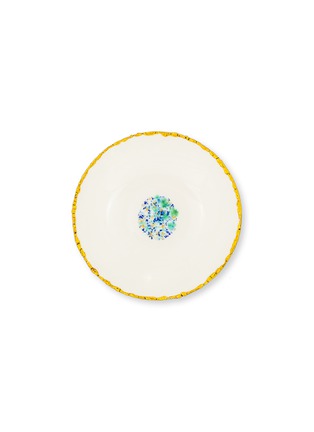 Main View - Click To Enlarge - CORALLA MAIURI - Blue Marble Porcelain Oval Plate – White Craquelé Edge