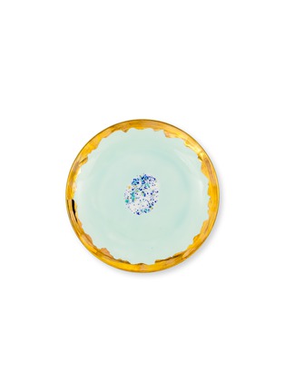 Main View - Click To Enlarge - CORALLA MAIURI - Blue Marble Porcelain Dessert Coupe Plate – Emerald Drop Edge