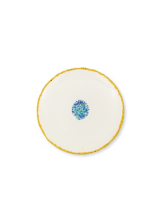 Main View - Click To Enlarge - CORALLA MAIURI - Blue Marble Porcelain Dinner Coupe Plate – White Craquelé Edge