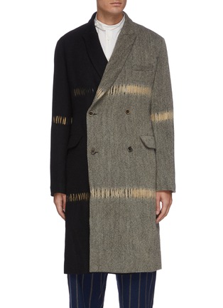 Main View - Click To Enlarge - UMA WANG - Contrast panel double breast split knit coat