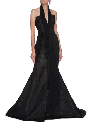 Figure View - Click To Enlarge - MATICEVSKI - Significant' drape halterneck shimmer gown