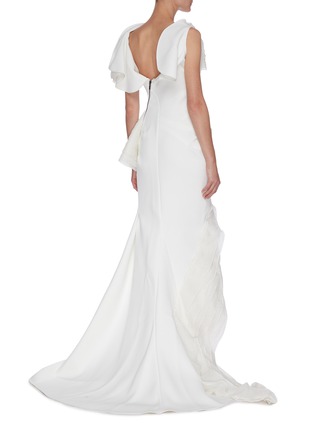 Back View - Click To Enlarge - MATICEVSKI - Serene' tulle drape side slit gown
