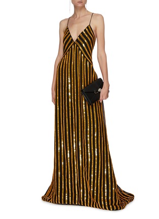 Figure View - Click To Enlarge - GALVAN LONDON - Pride' sequin spaghetti strap gown