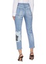 Back View - Click To Enlarge - HELLESSY - Hummingbird Graphic Print Patch Crop Denim Jeans