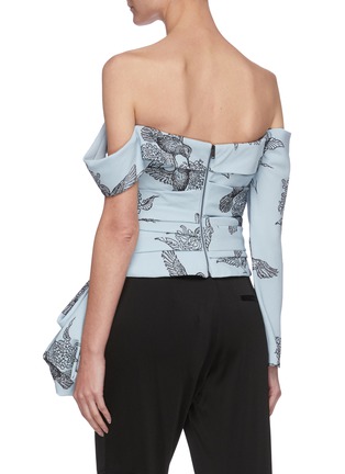 Back View - Click To Enlarge - HELLESSY - FAIRBANK' Graphic Asymmetric Off Shoulder Bustle Top