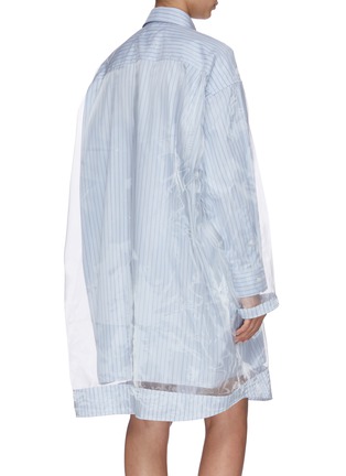 Back View - Click To Enlarge - MAISON MARGIELA - Clear mesh overlay stripe oversized shirt