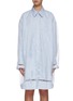 Main View - Click To Enlarge - MAISON MARGIELA - Clear mesh overlay stripe oversized shirt