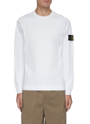 Main View - Click To Enlarge - STONE ISLAND - Logo patch long sleeve cotton top