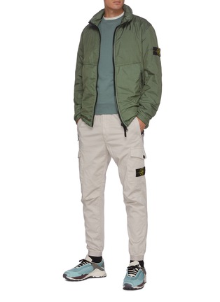 Figure View - Click To Enlarge - STONE ISLAND - Logo Patch Sleeve Hooded Jacket