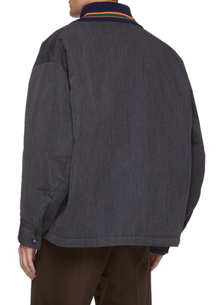 Back View - Click To Enlarge - KOLOR - Stripe knit collar zip up jacket