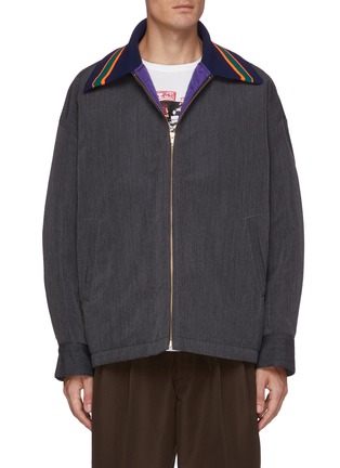 Main View - Click To Enlarge - KOLOR - Stripe knit collar zip up jacket