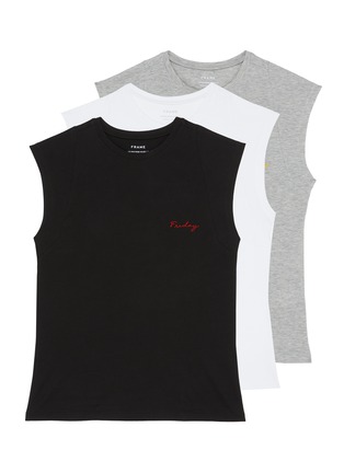 Main View - Click To Enlarge - FRAME - Le Mid Friday Saturday Sunday' embroidered muscle T-shirt