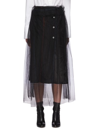 Main View - Click To Enlarge - MAISON MARGIELA - Sheer Layer Side Button Midi Skirt