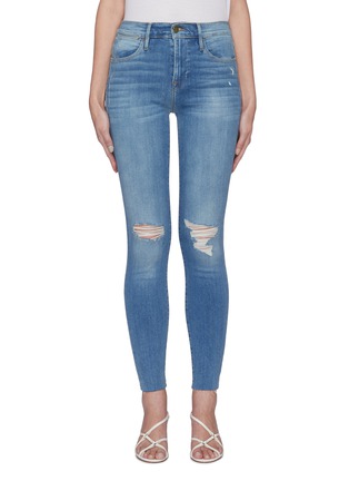 Main View - Click To Enlarge - FRAME - 'Le High Skinny' raw edge distress jeans