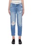 Main View - Click To Enlarge - FRAME - Le Pixie Beau contrast topstitch boyfriend jeans