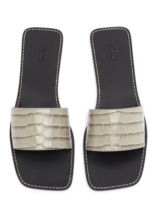 Detail View - Click To Enlarge - STAUD - Nina croc embossed flat leather sandals