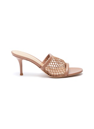 Main View - Click To Enlarge - GIANVITO ROSSI - Fishnet mesh heeled slides