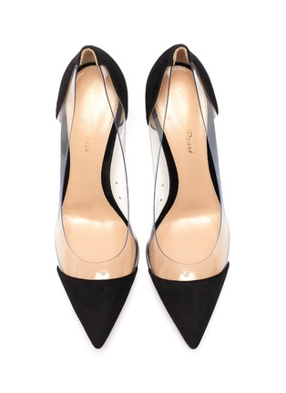 Detail View - Click To Enlarge - GIANVITO ROSSI - Plexi 70' PVC panel leather pumps