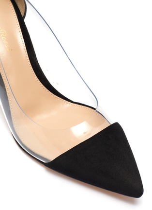Detail View - Click To Enlarge - GIANVITO ROSSI - Plexi 70' PVC panel leather pumps
