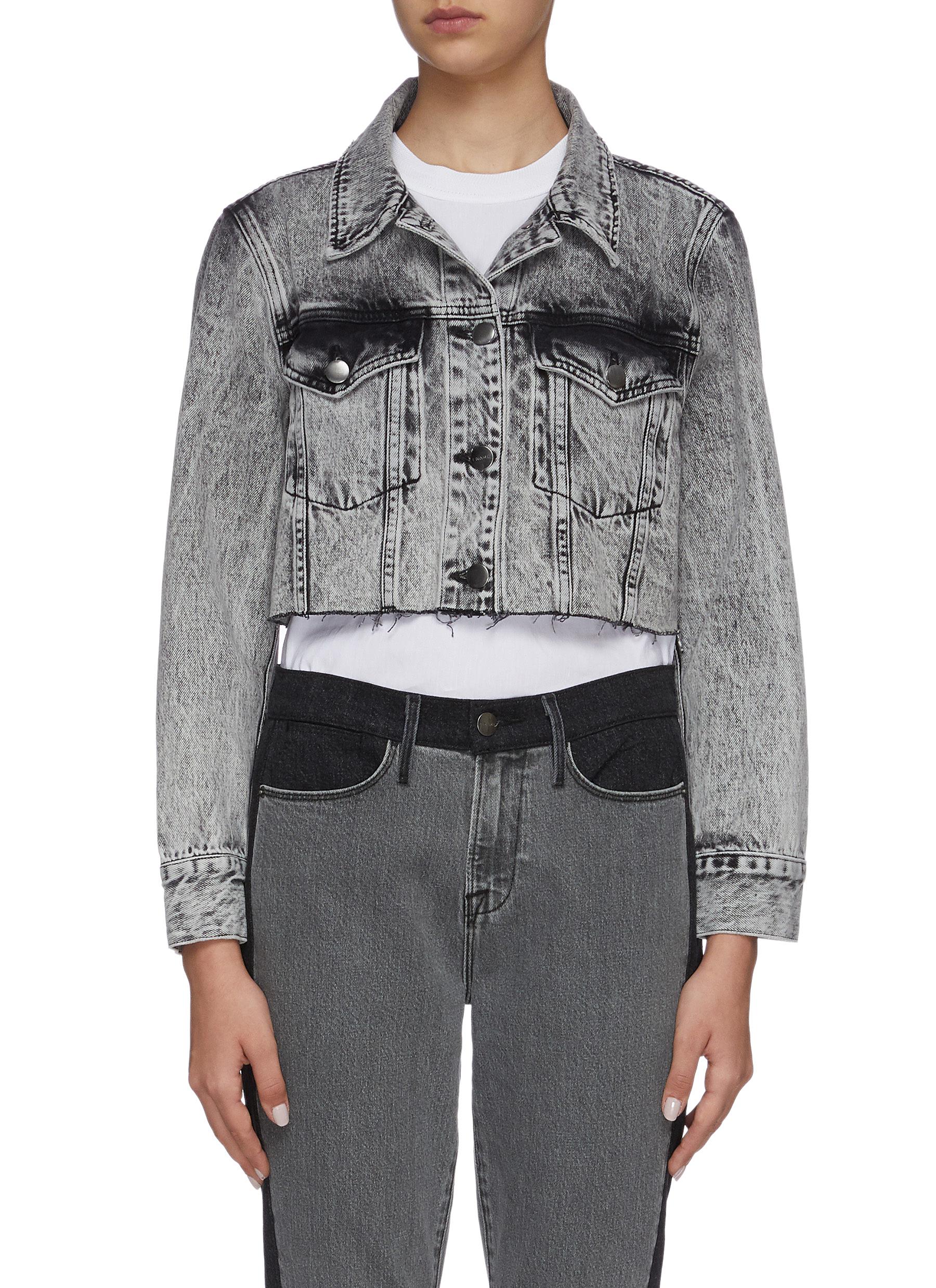 Frame Denim Ultra Crop Acid Wash Denim Jacket Women Lane Crawford