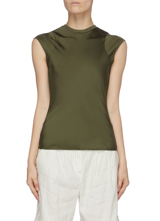 Main View - Click To Enlarge - FRAME - 'Bias' cap sleeve silk muscle top