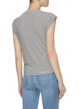 Back View - Click To Enlarge - FRAME - Knot hem rolled cuff pinstripe muscle top