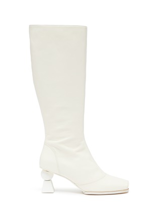 Main View - Click To Enlarge - JACQUEMUS - Cavaou' square open toe sculpted heel leather tall boots